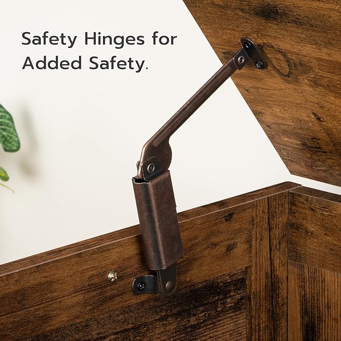 HOOBRO Storage Bench, 39.4” Retro Wooden Storage Chest with U-Shaped Cut-Out Pull, Safety Hinge, Supports 220 lb and Easy Assembly for Toy Box Organizer (Rustic Brown) BF771CW01