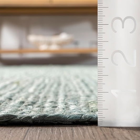 nuLOOM 6x9 Rigo Jute Hand Woven Area Rug, Green, Solid Farmhouse Design, Natural Fiber, For Bedroom, Living Room, Dining Room, Hallway, Office, Kitchen, Entryway