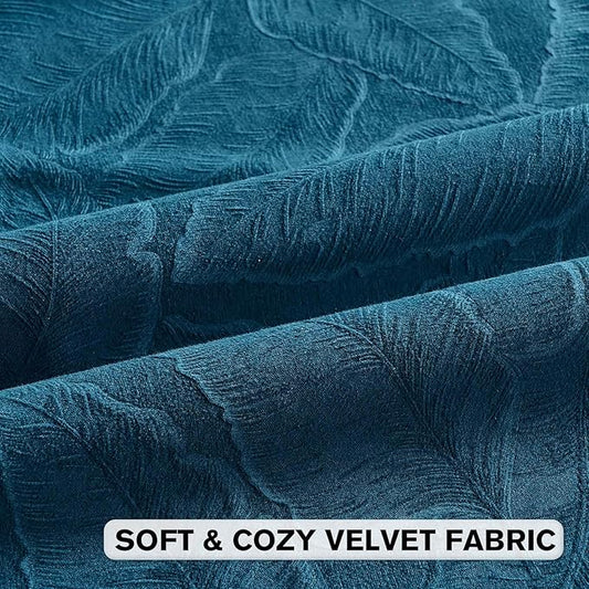 FUTEI Navy Blue Velvet Throw Pillow Covers 18x18 Inch Set of 2,Soft Embossed Leaf-Relief Textured Cushion Cases,Natural Home Decor for Couch Living Room