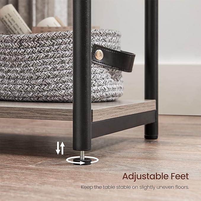 VASAGLE Side Table, Small End Table, Nightstand for Living Room, Bedroom, Office, Bathroom, Greige and Black ULET271B02