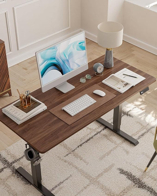 CubiCubi 40 x 24 Inches Electric Standing Desk, Height Adjustable Sit to Stand Desk, Home Office Table with Splice Board, Black Walnut