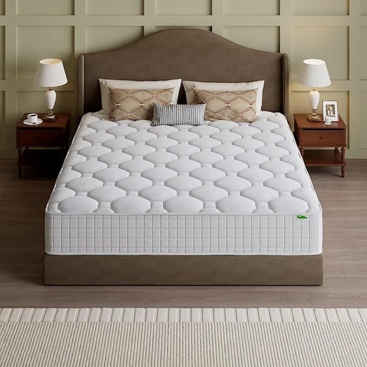 Queen Mattress, 12 Inch Hybrid Memory Foam Mattress in a Box, Cooling Gel for Pressure Relief & Back Pain Support, CertiPUR-US Certified, Medium Firm Bed, Fiberglass Free, Breathable Comfort Sleep