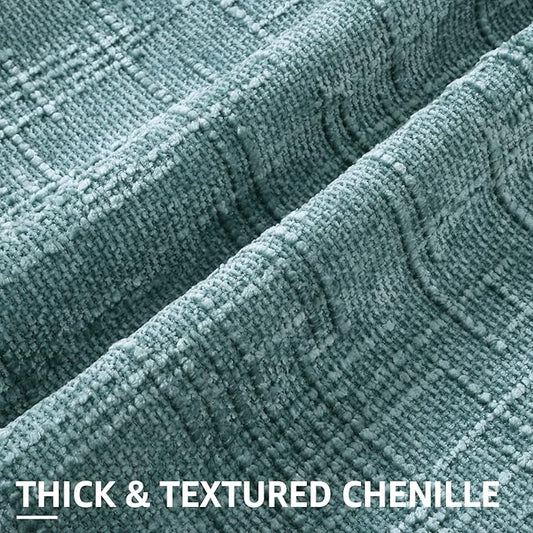 decorUhome Teal Chenille Throw Pillow Covers 20x20 Set of 2 Thick Textured Slubby Couch Pillow Covers Farmhouse Accent Modern Neutral Decorative Pillow Cases for Bed Sofa Living Room