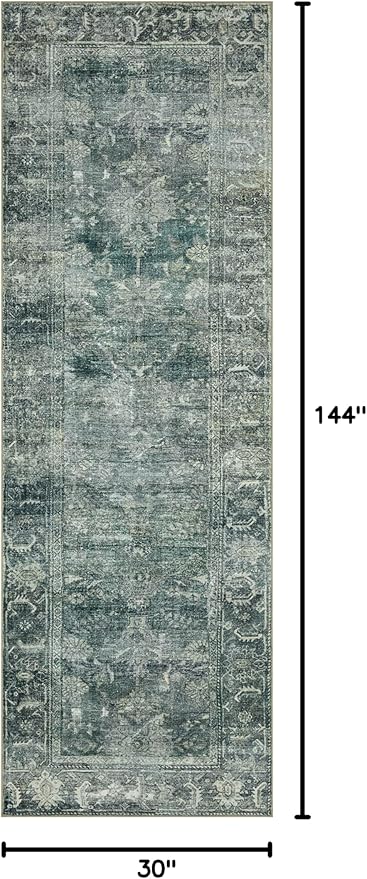 Loloi Magnolia Home by Joanna Gaines Banks Collection BAN-03 Blue/Lagoon 2'-6" x 12'-0", .13" Pile Height, Machine Washable, Runner Rug