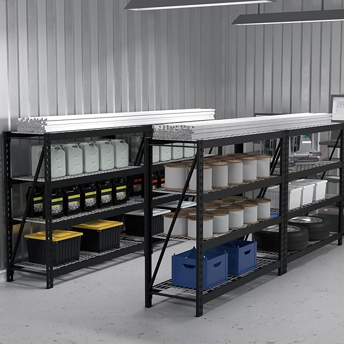 WORKPRO Garage Shelving, 68" W x 24" D x 65" H, 7200 LBS Load, Heavy Duty Metal Shelves for Storage, Industrial Storage Rack for Warehouse Kitchen Shop Basement, Black, Pack of 1