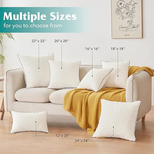Oubonun 24x24 Pillow Inserts Set of 2 - Square Decorative Throw Pillows for Couch Bed Sofa Living Room Down Alternative Polyester Filling 24 Inch Insert(Beige)