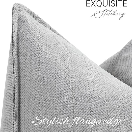 ZWJD Light Gray Pillow Covers 20x20 Set of 2 Chenille Throw Pillow Covers with Elegant Design Soft and Luxurious Decorative Throw Pillows for Couch, Bed, and Home Decor