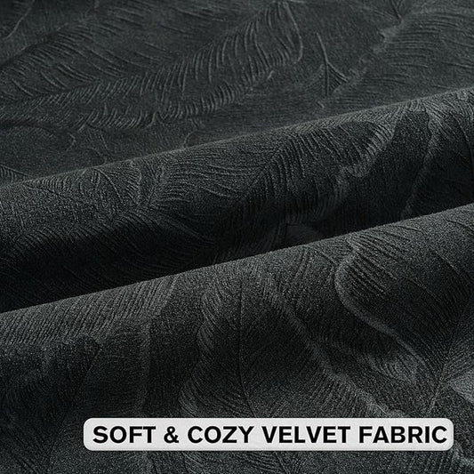 FUTEI Black Velvet Throw Pillow Covers 16x16 Inch Set of 2,Soft Embossed Leaf-Relief Textured Cushion Cases,Natural Home Decor for Couch Living Room