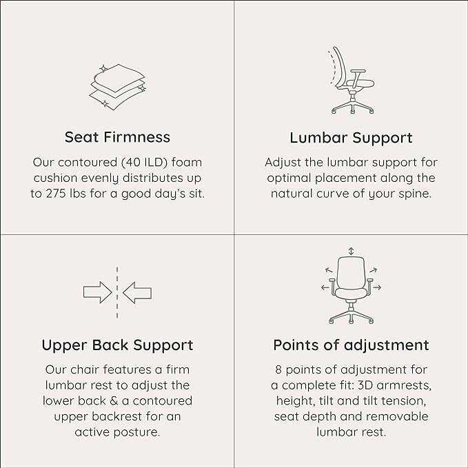 Branch Ergonomic Chair - A Versatile Desk Chair with Adjustable Lumbar Support, Breathable Mesh Backrest, and Smooth Wheels - Experience Optimal Comfort and Support - All Black