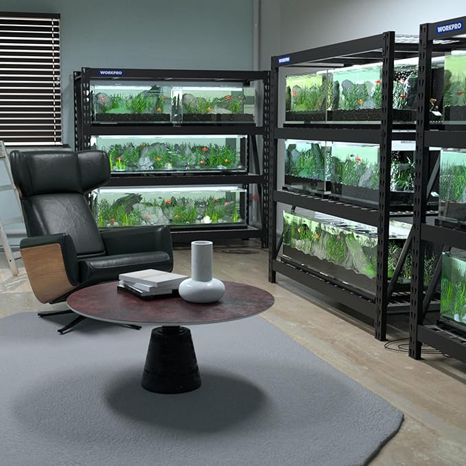 WORKPRO Garage Shelving, 68" W x 24" D x 65" H, 7200 LBS Load, Heavy Duty Metal Shelving for Storage, Industrial Shelving Storage Rack for Warehouse Kitchen Shop Basement, Black, Pack of 2