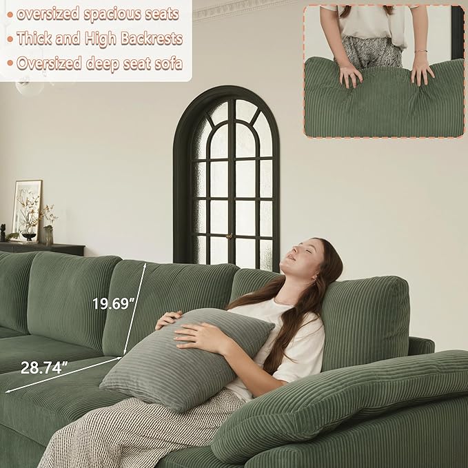 EASE MOOSE Oversized Sectional Modular Sofa,Large U Shape Sectional Couch Wide Deep Seat Modular Cloud Couch,Removable Cover
