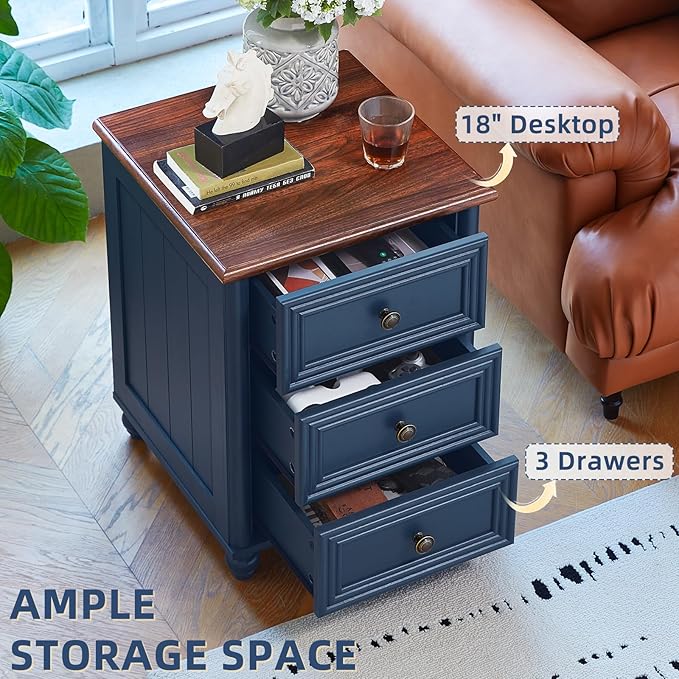 Farmhouse Dresser and Nightstand Sets 4 Piece, Wooden 7 Drawer Dresser & 35" Tall Chest of Drawers, 18" Roman Column Nightstand Set of 2, Bedroom Furniture Dressers Sets for Home Living Room