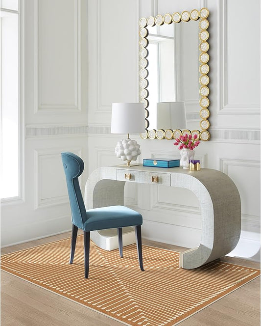 RUGGABLE x Jonathan Adler Machine Washable Modern Area Rug – Inkdrop Copper 3x5, Stain-Resistant, Non-Slip – Small Rugs for Living Room, Bedroom, Hallway, Entryway & Office–with Cushioned Pad