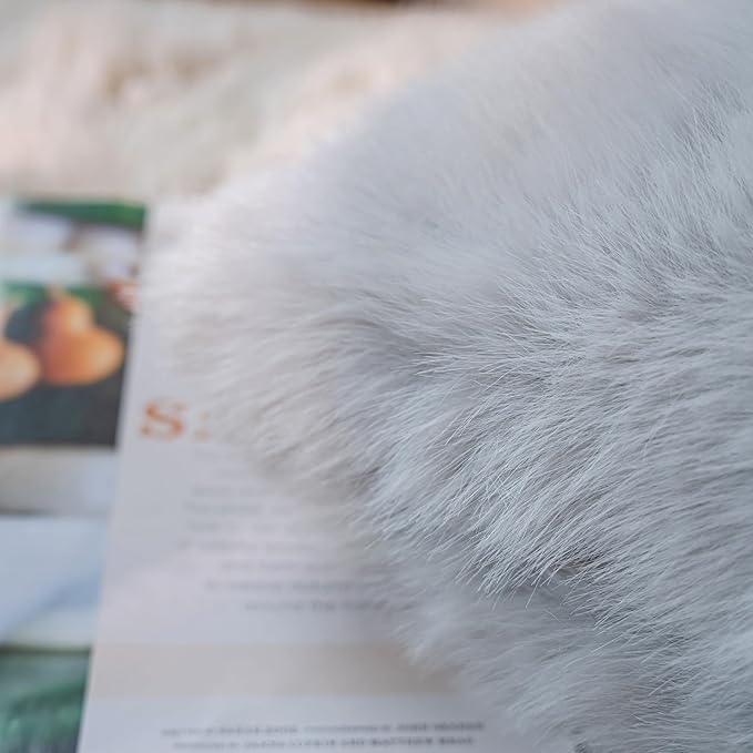 Neelvin Light Grey Faux Fur Cozy Fluffy Double-Sided Decorative Throw Pillow Covers 12x20 inch Set of 2,Velvet Pillowcase Cushion Case for Sofa Couch