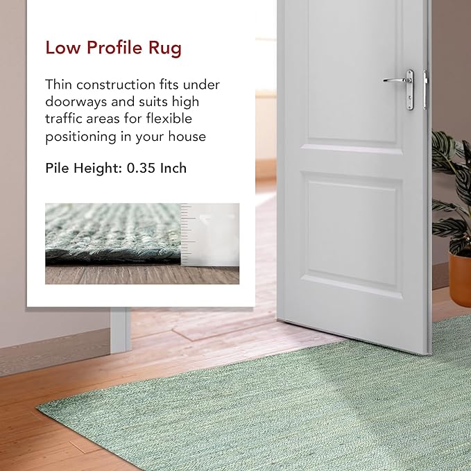 nuLOOM 6x9 Rigo Jute Hand Woven Area Rug, Green, Solid Farmhouse Design, Natural Fiber, For Bedroom, Living Room, Dining Room, Hallway, Office, Kitchen, Entryway