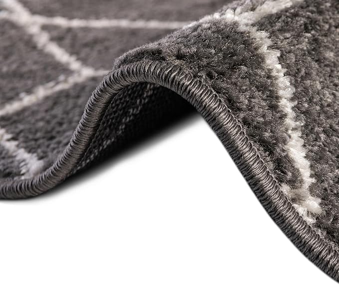Unique Loom Trellis Frieze Collection Area Rug - Geometric (4' x 6' Oval, Dark Gray/ Ivory)