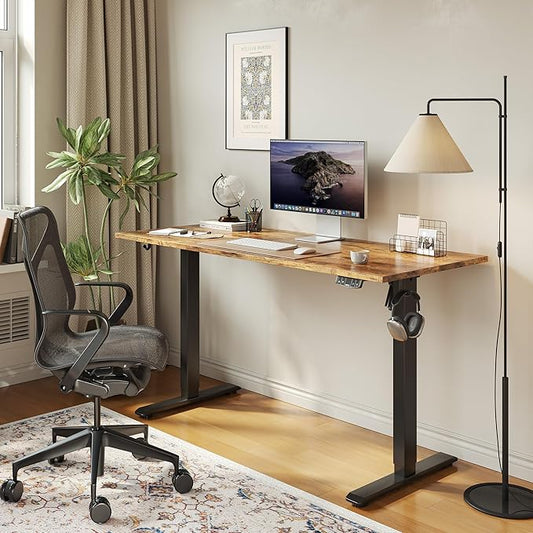 Agilestic Electric Standing Desk, 48 x 24 Inches Height Adjustable Desk, Sit Stand up for Work Office Home, Ergonomic Rising Computer Table with Memory Preset, Rustic Brown