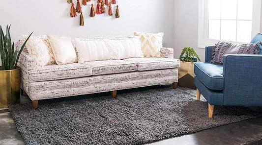 Unique Loom Solid Shag Collection Area Rug (7' 1" x 10' Rectangle, Graphite Gray)