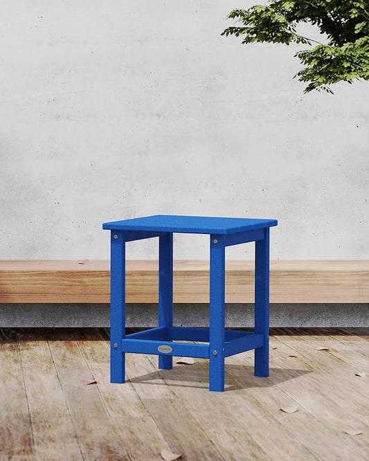 POLYWOOD Long Island 18" Side Table, Pacific Blue