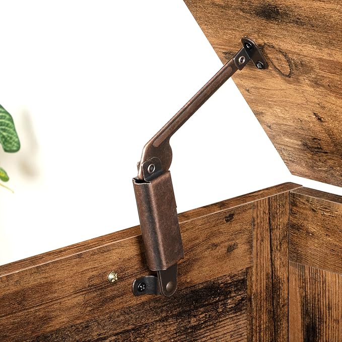 HOOBRO Storage Bench, 43.3” Retro Wooden Storage Chest with U-Shaped Cut-Out Pull, Safety Hinge, Supports 220 lb and Easy Assembly for Toy Box Organizer (Rustic Brown) BF772CW01