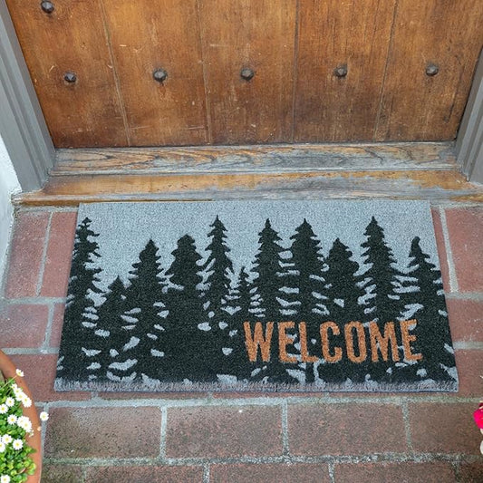 KAF Home - 17 x 30 Coir Doormat - Welcome Pine Trees