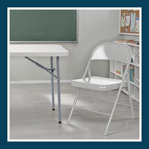 OEF Furnishings OEF900 Series Premium Lightweight All-Steel Folding Chairs (4-Pack, Gray)