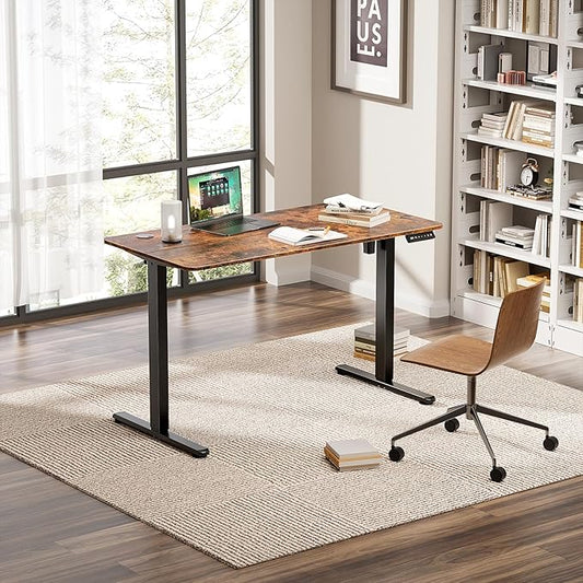 Electric Standing Desk 48 x 24 Inches, Height Adjustable Sit Stand Home Office Computer Desk with Memory Presets,Brown