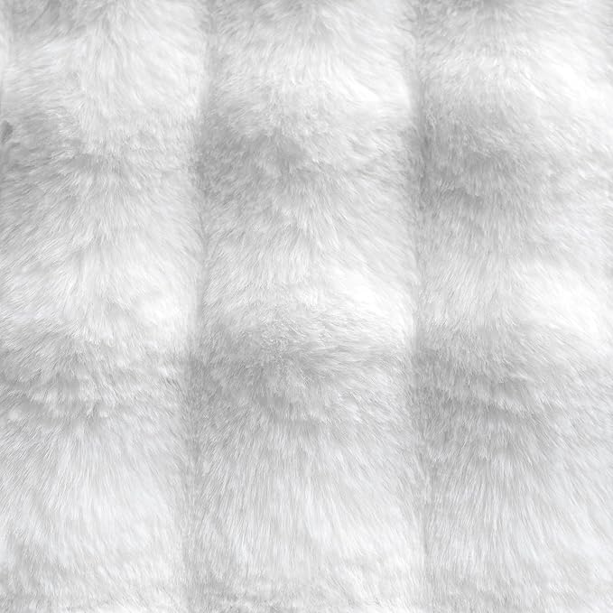 Neelvin Cream White Faux Fur Cozy Soft Double-Sided Decorative Throw Pillow Covers 22x22 inch Set of 2,Velvet Pillowcase Cushion Case for Sofa Couch