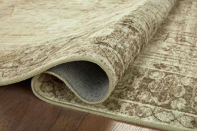 Loloi Magnolia Home by Joanna Gaines Banks Collection BAN-06 Natural/Granite 2'-6" x 7'-6", .13" Pile Height, Machine Washable, Runner Rug