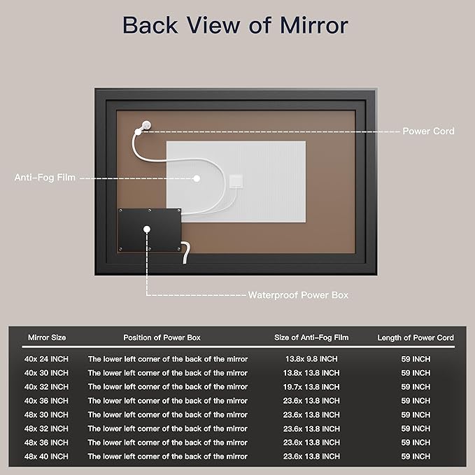 ISKM Framed LED Mirror for Bathroom 48"x36", Dimmable LED Bathroom Mirror with Lights, Anti-Fog, Front and Backlit Lighted Mirror 3-Colors, Shatterproof, Memory Function