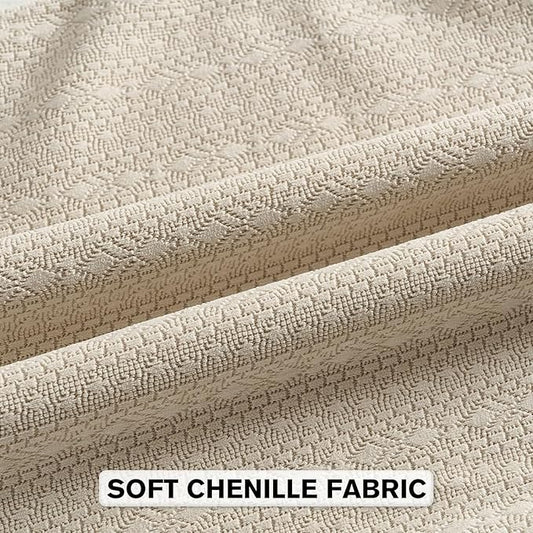 FUTEI Beige Chenille Throw Pillow Covers 24x24 Inch Set of 2,Soft Striped & Diamond Textured European Cushion Cases,Modern Home Decor for Couch Living Room