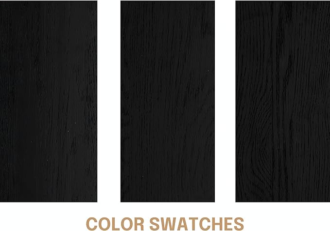 NTC Gem Wooden Bed Frame with Headboard and Natural Rattan, Solid Oak Foundation with Silent Slats, 1000 Lb Capacity, Effortless Assembly, King - Burnt Black