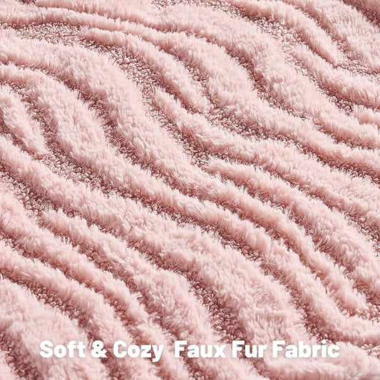 FUTEI Pink Decorative Throw Pillow Covers 12x20 Inch Set of 2,Soft Faux Fur Geometric Shapes Texture Pillowcase,Boho Home Decor for Couch Bed Living Room