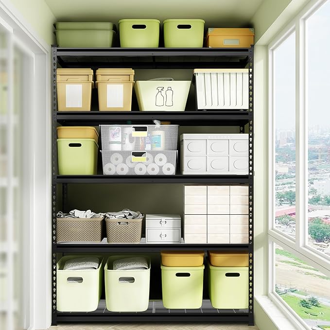 WORKPRO 4000LBS Heavy Duty Shelving, 48”W x 24”D x 72”H, 5-Tier Storage Shelves, Adjustable Metal Shelving, Garage Shelving for Basement, Warehouse, Workshop