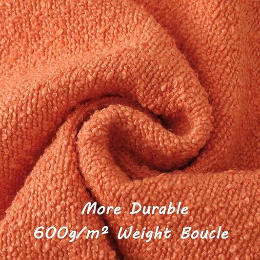 FUTEI Pack of 2 Orange Decorative Throw Pillow Covers 12x20 Inch Soft Cozy Solid Boucle Textured Lumbar Pillow Cases,Modern Home Decor for Couch Bed Living Room