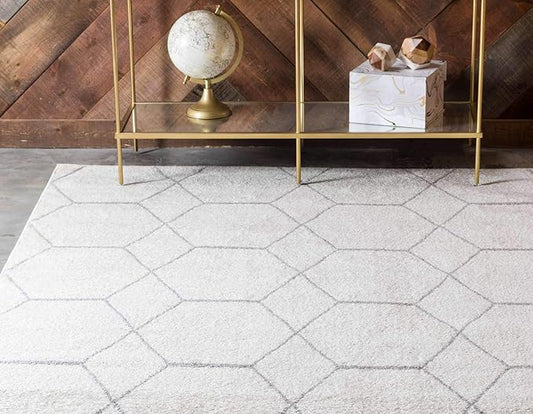 Unique Loom Trellis Frieze Collection Area Rug - Geometric (3' 3" x 5' 3", Ivory/ Gray)