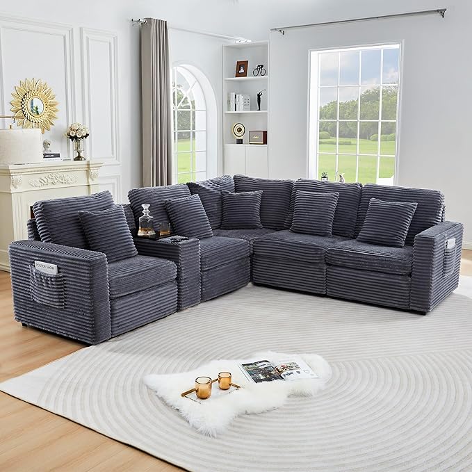Modern Middle Armless Sofa Seat Set of 2 for Modular Sectional Couch for Living Room-Blue Grey