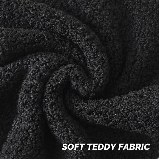 FUTEI Black Throw Pillow Covers 16x16 Inch Set of 2,Furry Faux Fur Teddy Boucle Textured Cushion Covers,Soft Fluffy Decorative Pillow Case,Home Decor for Couch Bed Living Room Office Car