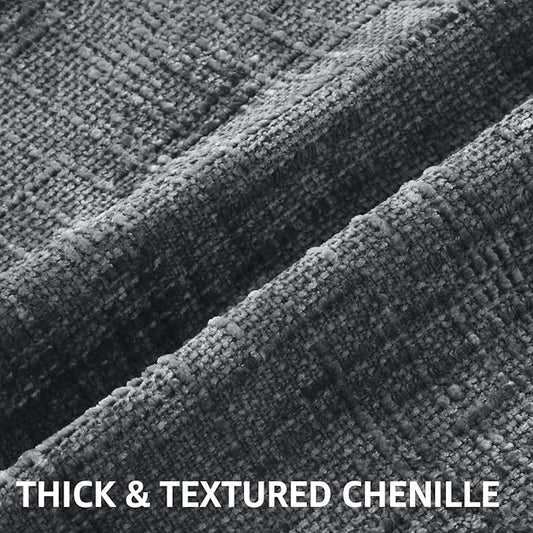 decorUhome Dark Grey Chenille Throw Pillow Covers 22x22 Set of 2 Thick Textured Slubby Couch Pillow Covers Farmhouse Accent Modern Neutral Decorative Pillow Cases for Bed Sofa Living Room