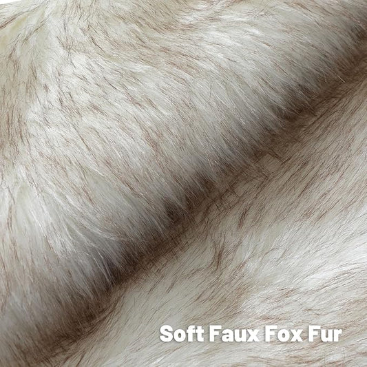 FUTEI Coffee White Decorative Throw Pillow Covers 16x16 Inch Set of 2,Soft Fluffy Faux Fox Fur Textured Cushion Case,Modern Home Decor for Couch Living Room
