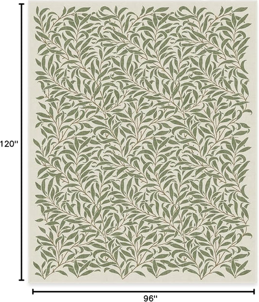 RUGGABLE x Morris & Co Machine Washable Area Rug – Pure Willow Boughs Green 8x10, Stain-Resistant, Non-Slip – Large Rugs for Living Room, Bedroom, Hallway, Entryway & Office–with Cushioned Pad