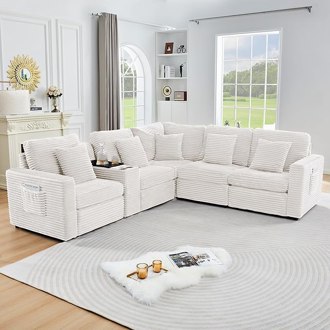 Modern Middle Armless Sofa Seat Set of 2 for Modular Sectional Couch for Living Room-White