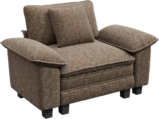 53.5" Modular Sectional Single Sofa, Soft Plush Chenille Armchair with Comfortable Deep Seat & Removable Arms for Living Room,Taupe