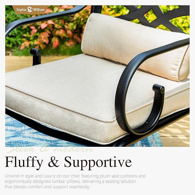 Sophia and William Patio Swivel Dining Chairs Set of 6, Outdoor Metal Armchairs, Outdoor Dining Chairs