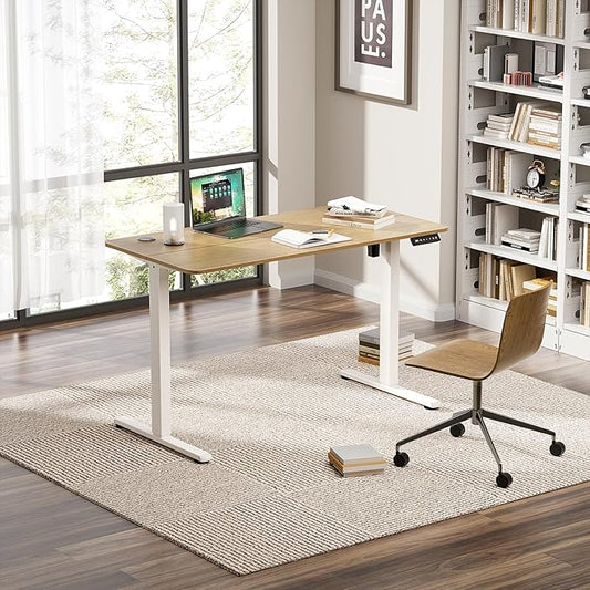 Electric Standing Desk 40 x 24 Inches, Height Adjustable Sit Stand Home Office Computer Desk with Memory Presets,Wood Color