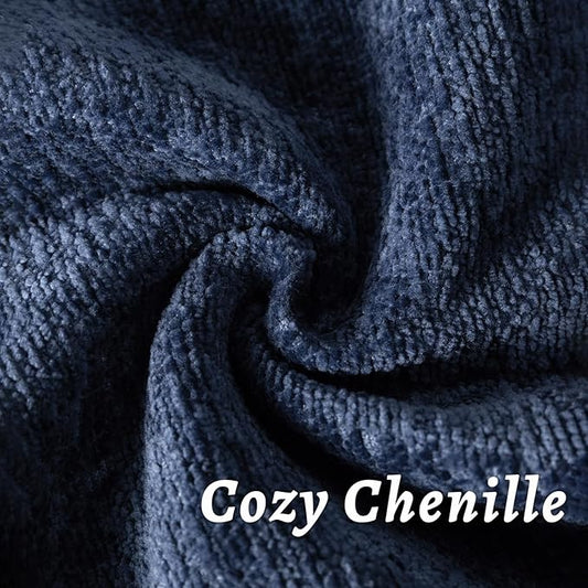 Navy Blue Decorative Throw Pillow Covers 26x26 Inch Set of 2 Cozy Soild Chenille Cushion Cases Soft Textured Square Couch Pillows Cover Boho Accent Farmhouse Pillowcases for Sofa Bed