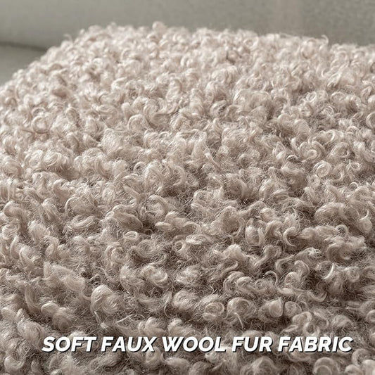 FUTEI Khaki Decorative Throw Pillow Covers 26x26 Inch Set of 2,Soft Fluffy Faux Wool Fur Boucle Textured Euro Pillow Shams,Modern Home Decor for Couch Bed Living Room Office