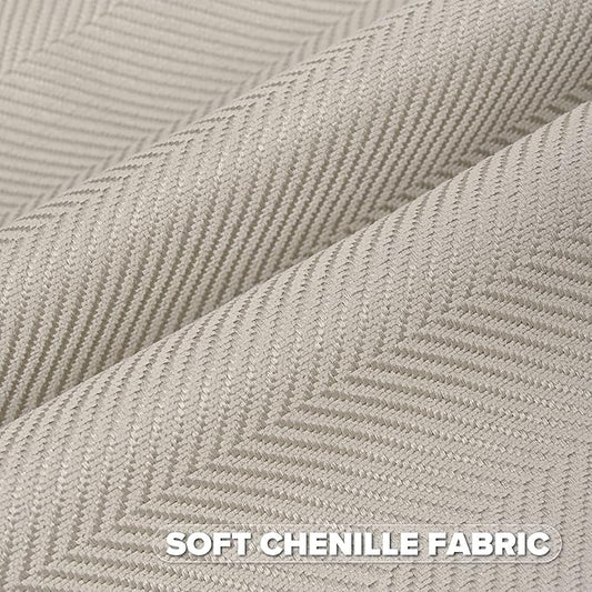 FUTEI Beige Chenille Throw Pillow Covers 22x22 Inch Set of 2,Soft Wide Chevron Textured Cushion Case,Farmhouse Home Decor for Couch Bed Living Room