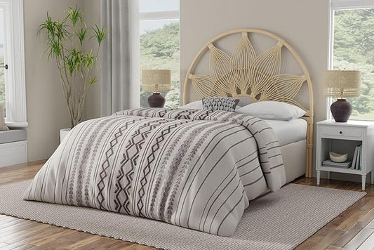 Kouboo Sunflower Rattan California King Headboard Bedroom Bedroom Furniture Headboard California King Size Tropical Decor Bohemian Decor Natural