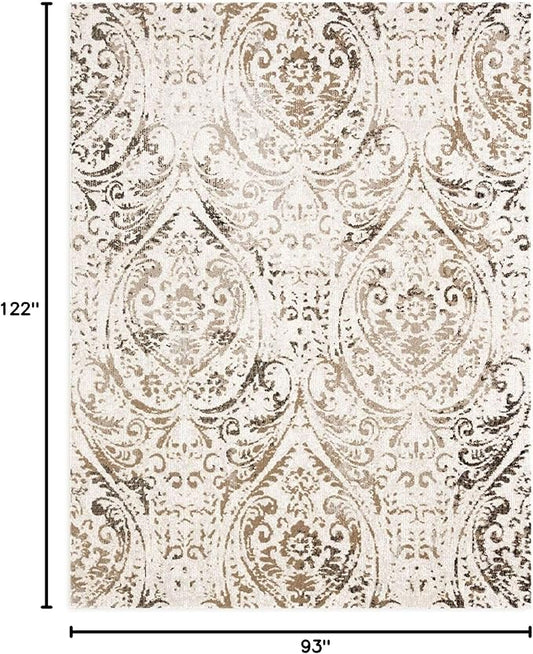 Nicole Miller New York Patio Sofia Juniper Indoor/Outdoor Area Rug, Ivory/Mustard, 7'9"x10'2" Rectangle, Rectangular
